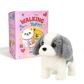 Interactive Plush Robot Dog Toy - Electric Walking Puppy with Leash, Bone & Bow, Barks, Wags Tail, Moves Head, Soft Pet Companion for Birthday Christm