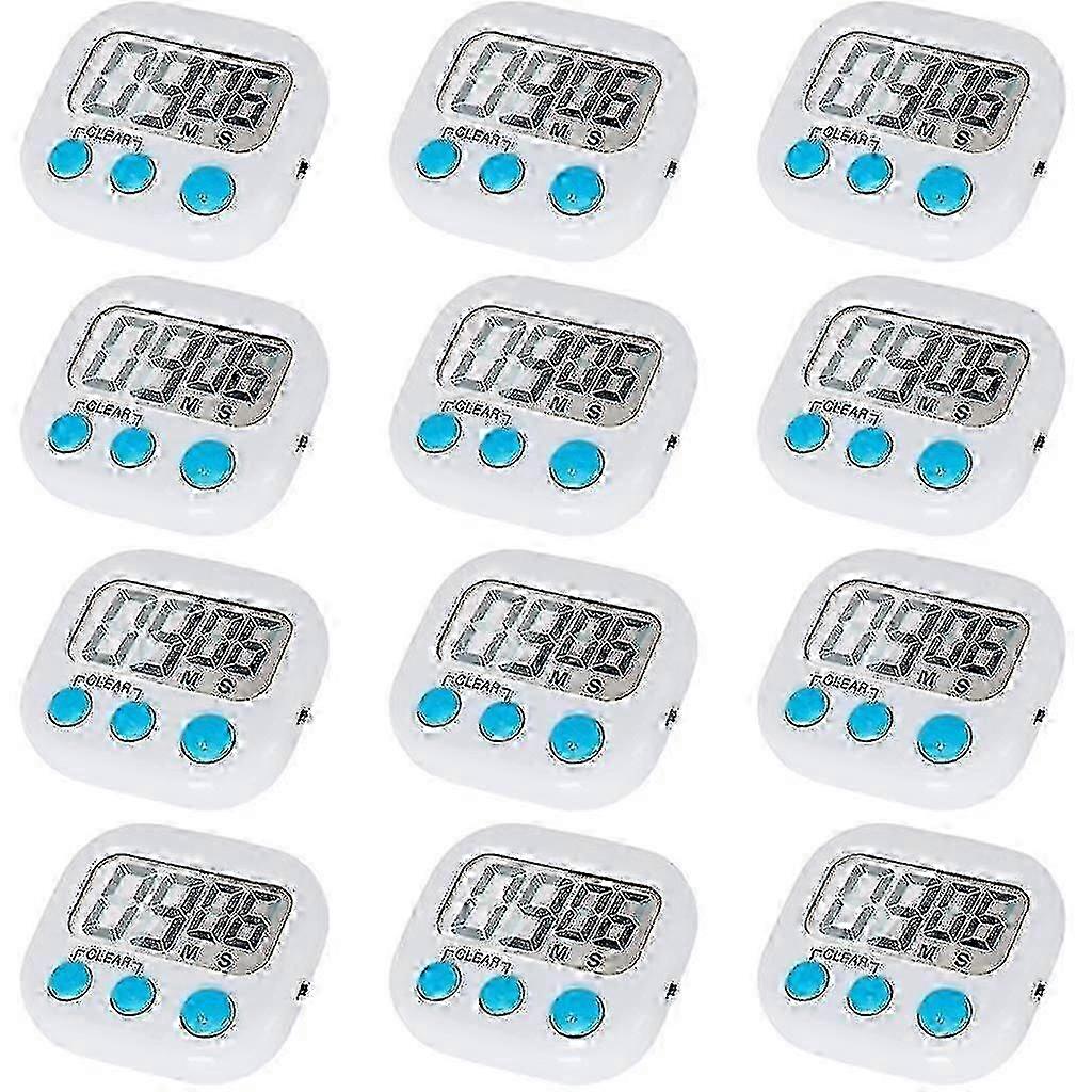 12 Pack Digital Kitchen Timer with On/Off Switch Loud Alarm