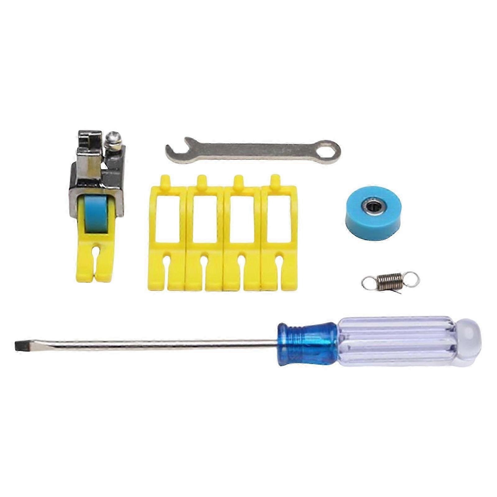 Flat Car Roller Presser Foot & Install Tool Set Sewing Accessory for Thin Thick Fabric