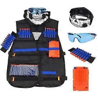 Taktisches Westen-Set für Kinder, verstellbares Jacken-Set, 60 Darts + 1 Nerfe-Brille + 1 * 6 Softdarts + 1 Schal + 1 Armband
