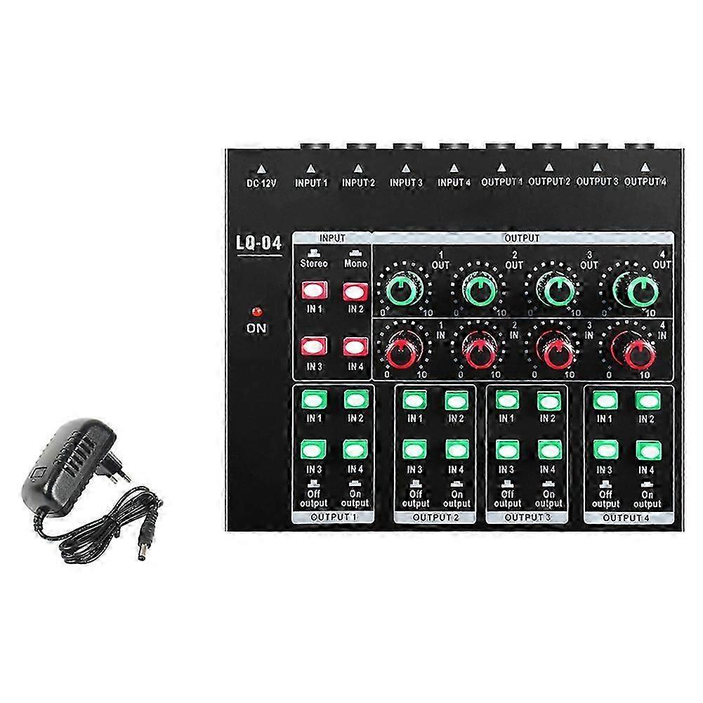 -LQ04 Mini Audio Crossover Small Mixer Multi-Channel Headphone Amplifier EU Plug