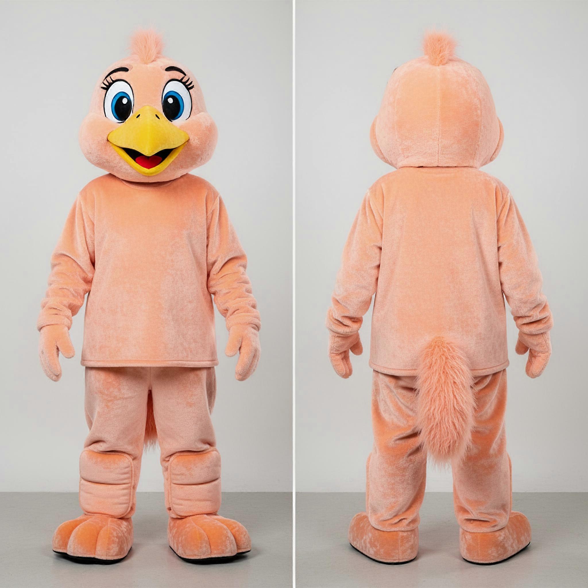 MASTICOT Peach Fluffy Cartoon Hens Mascot