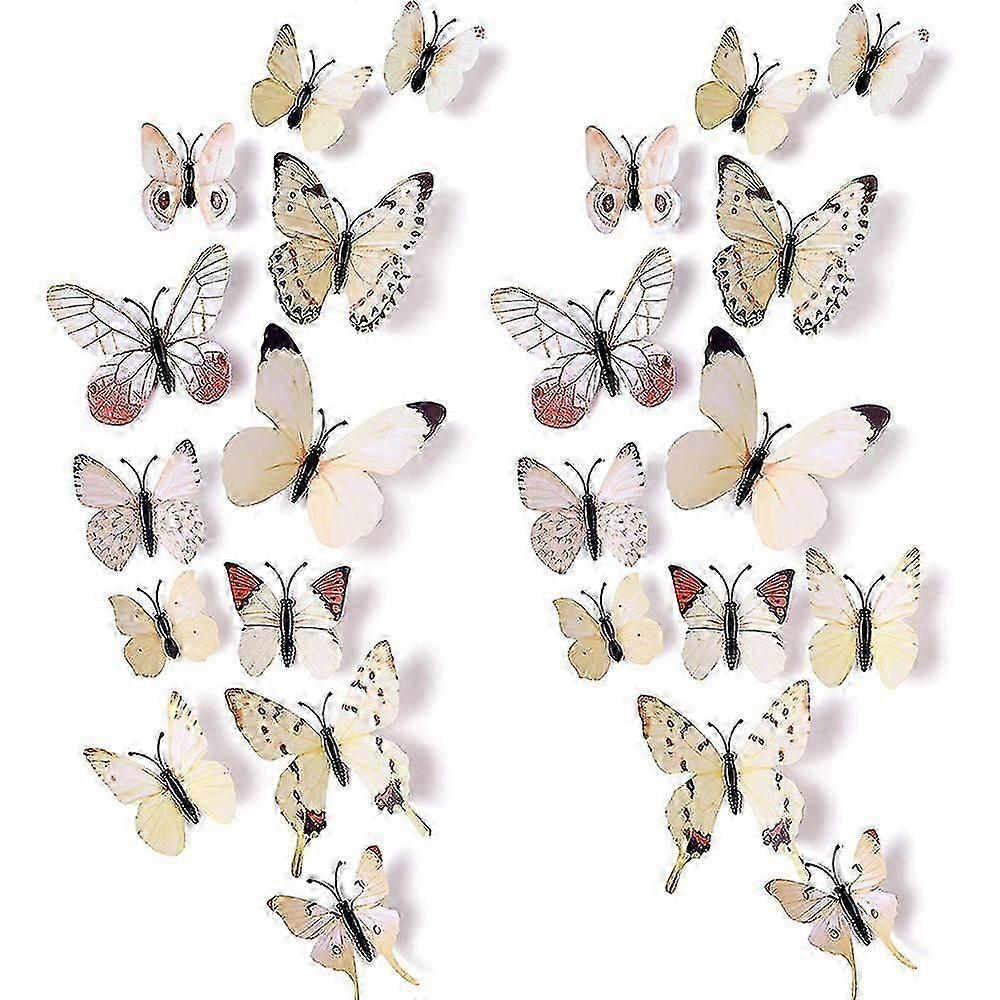 2pcs-white Butterfly 3d Wall Sticker-magnet