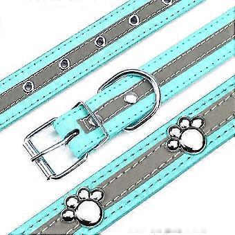 Reflective Dog Collar | Soft PU Leather | Cute Paw Studded | Adjustable for Small, Medium, Large Dogs & Cats | Everyday Wear & Photos