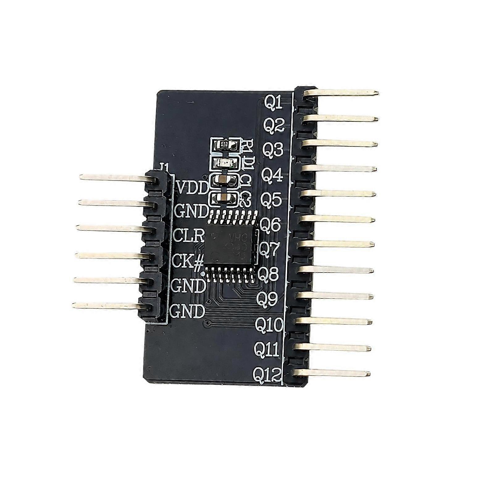 12-Step Frequency Divider Module 74VHC4040FT for Microcontroller Counting Expansion, with Preinstalled Headers and Clearly Identified Q Outputs