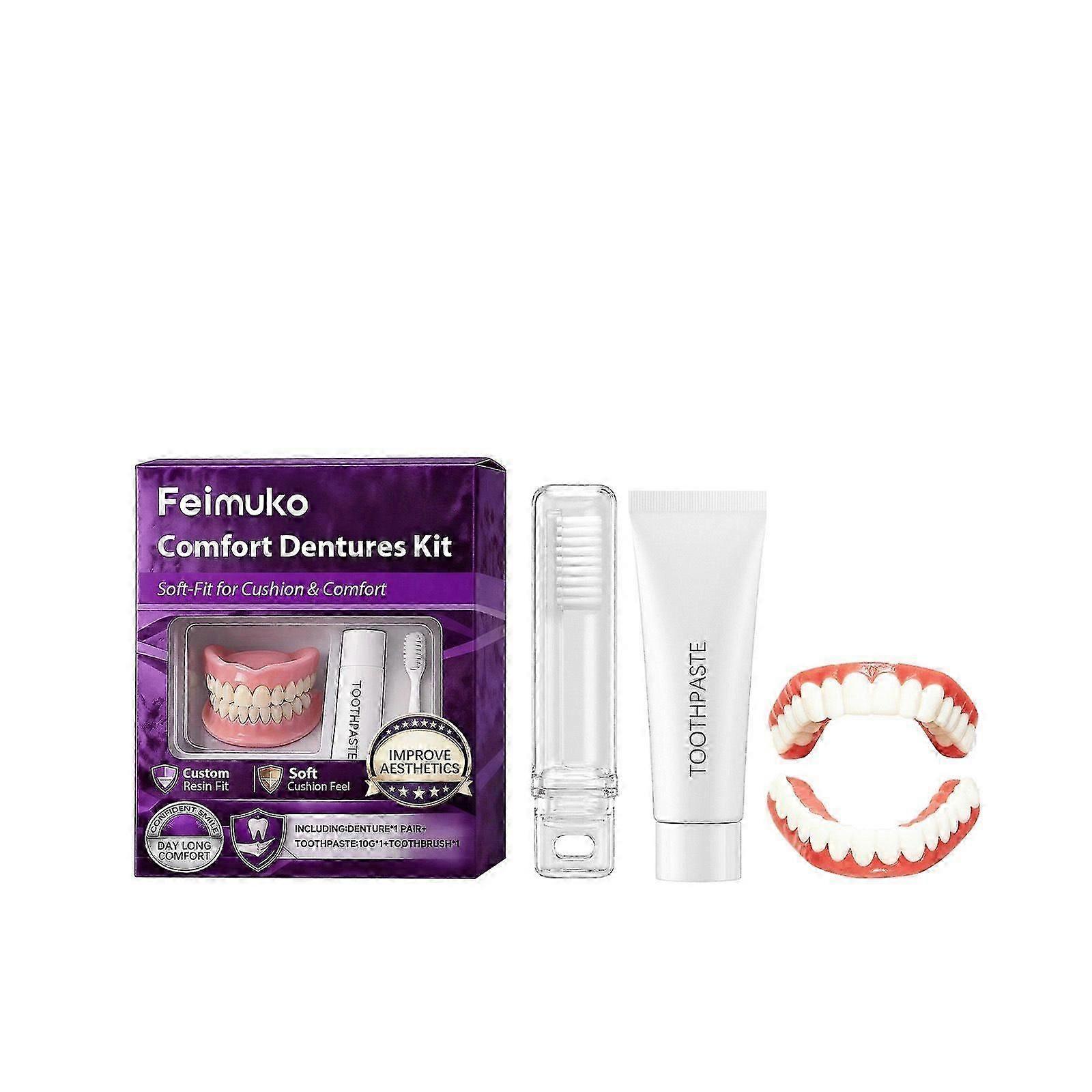 Feimuko Denture Care Kit  Comfortable Fit Cleaning Set for False Teeth