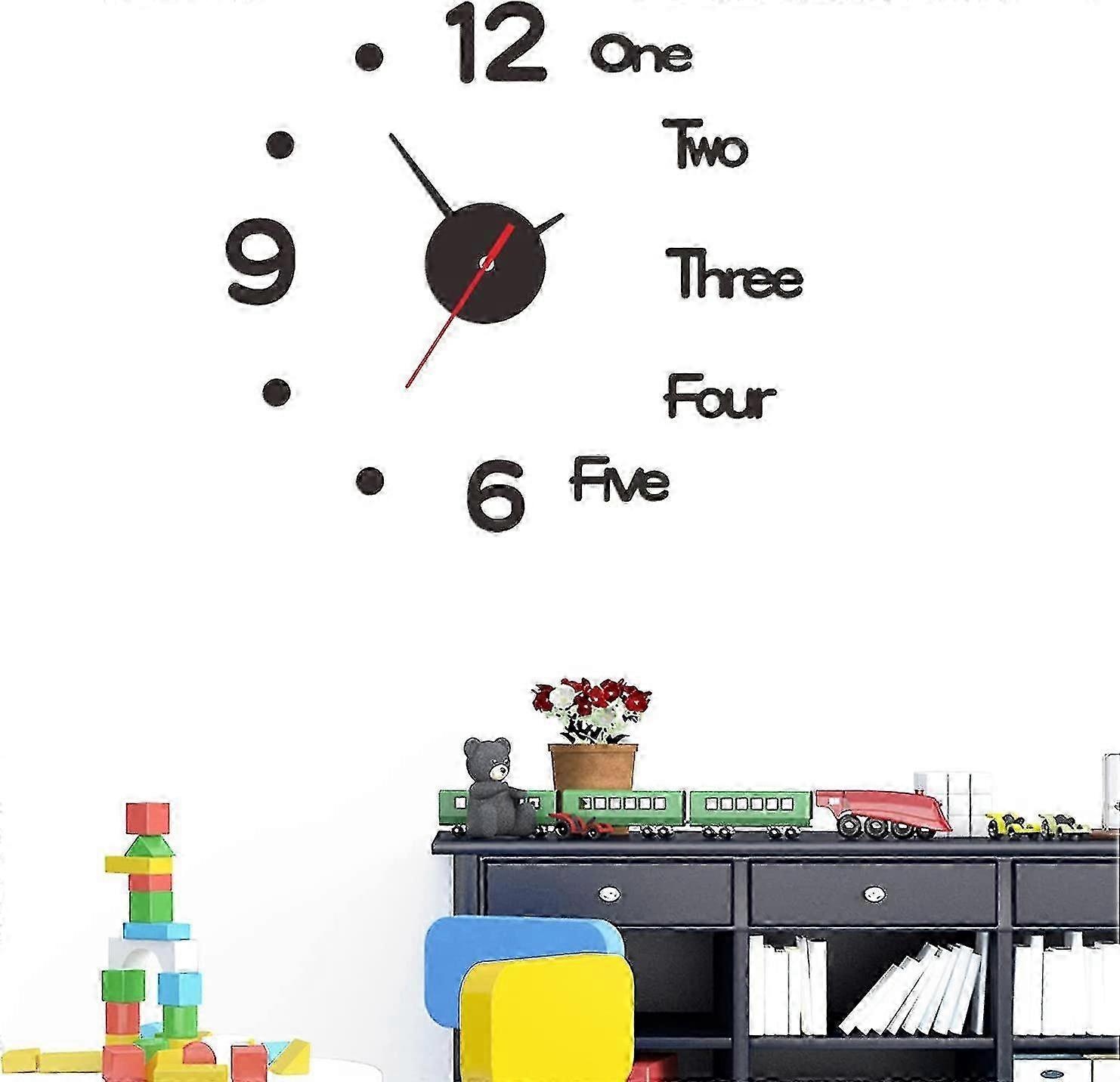 3d Wall Clock Modern Design Diy Silent Wall Sticker Clock