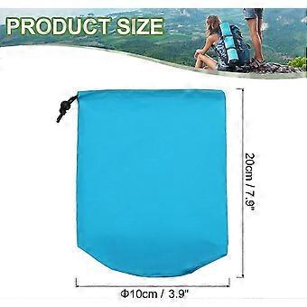 Sac de rangement imperméable 10 x 20 cm, portable, avec fermeture à cordon et rabat anti-poussière, léger, idéal pour le camping, la randonnée et le trekking (bleu).