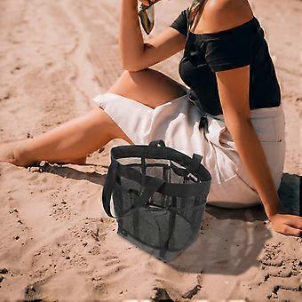 Sac de plage portable en filet, grande capacité, trousse de toilette en filet, lot de 2 pour la maison