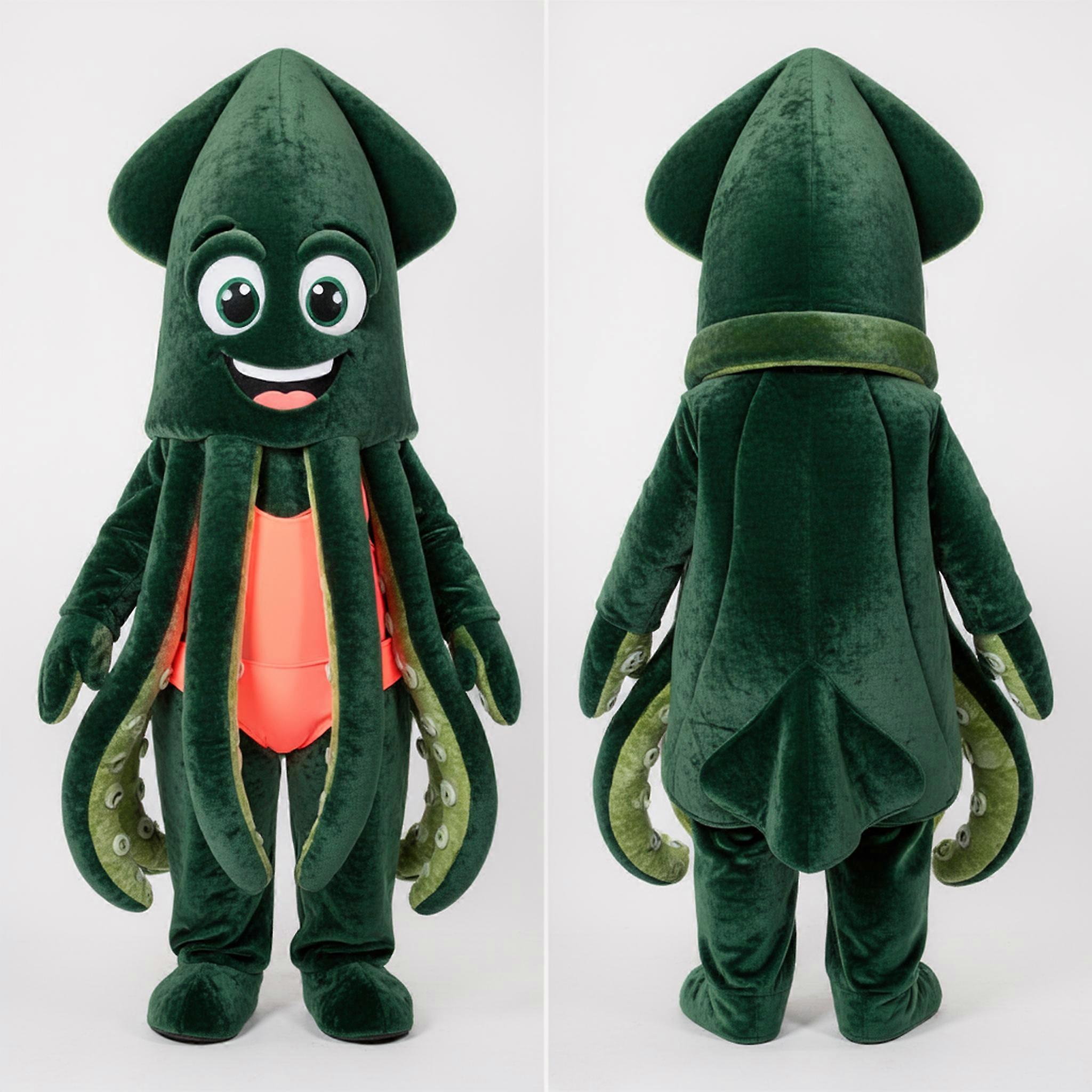 MASTICOT Forest Green Velvety Squid Mascot
