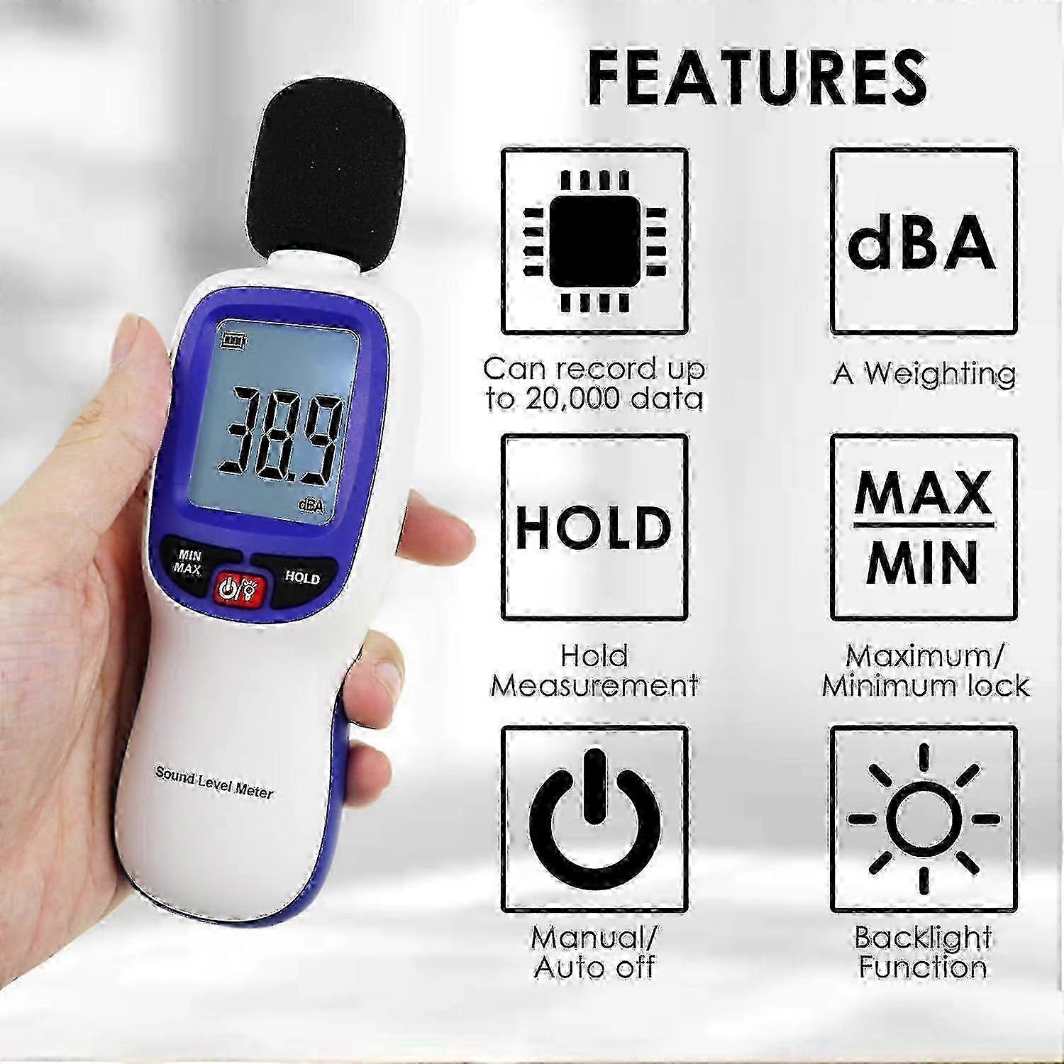 Bluetooth Sound Level Meter 30dB-130dB Digital Measurement