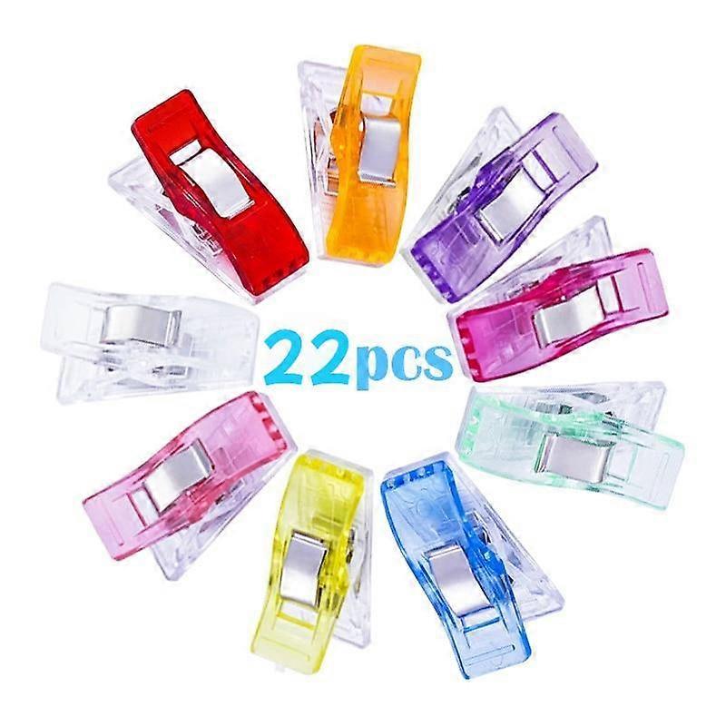 22pcs Multicolor Plastic Clips Fabric Clamps Patchwork Hemming Sewing Tools Sewing Accessories