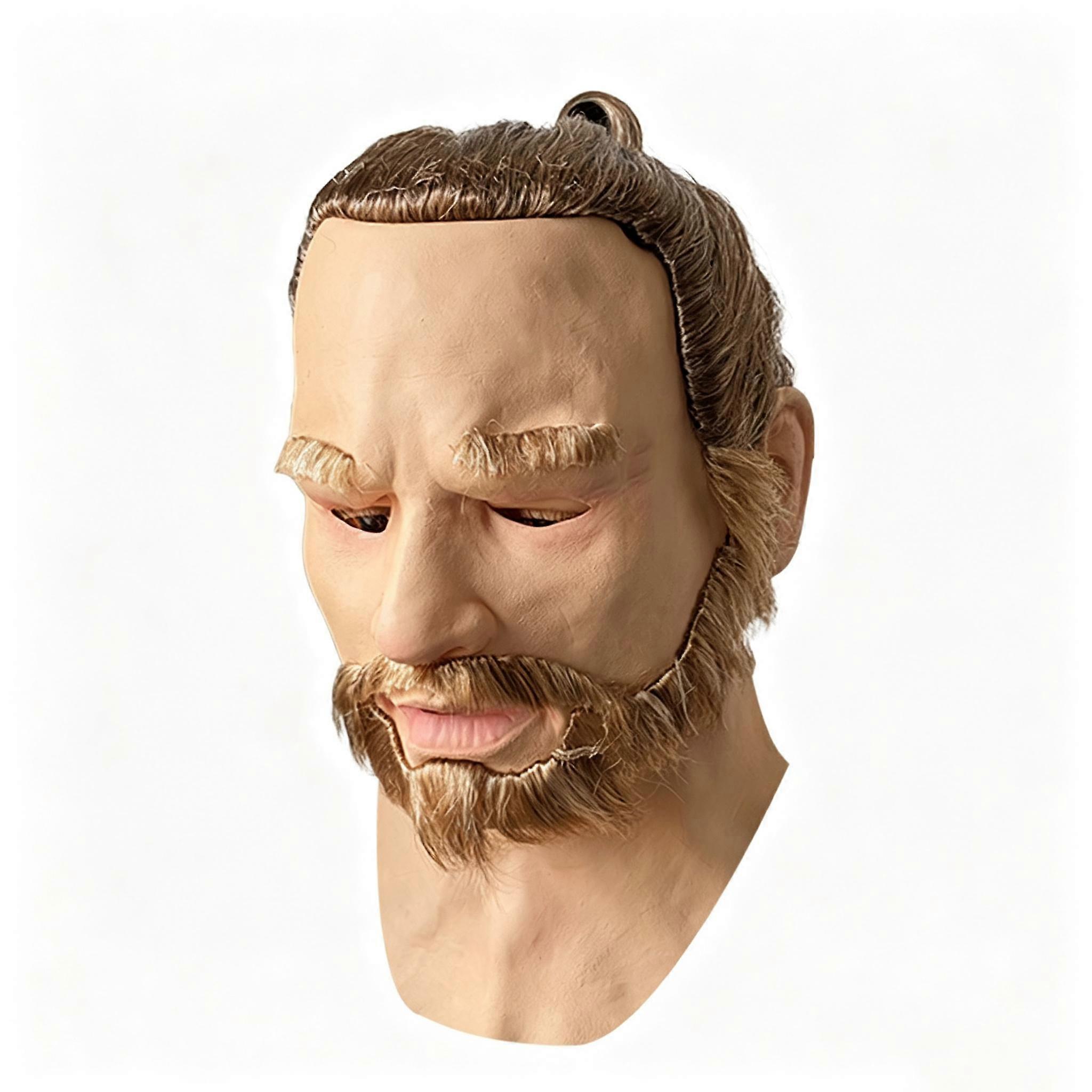 Young handsome man latex mask
