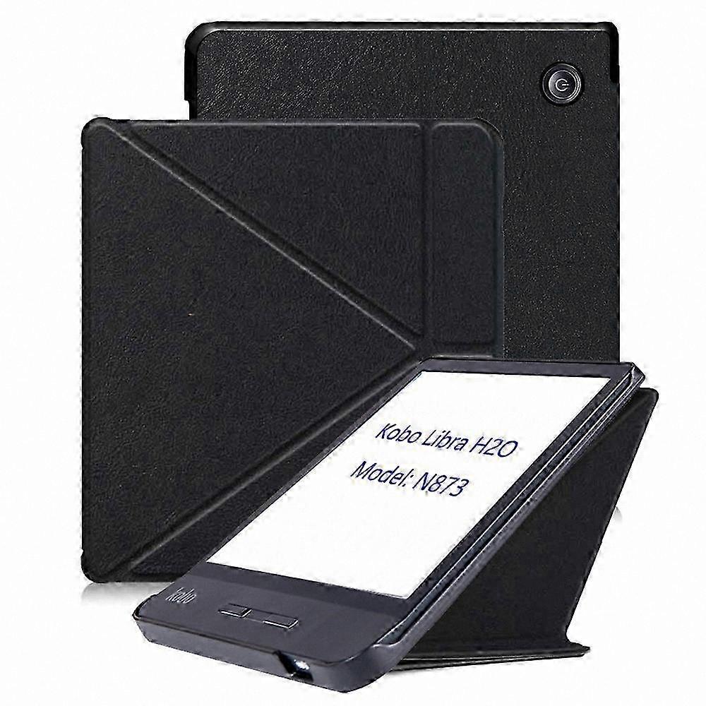 PU Leather Case Compatible With Kobo Libra H2O E-Reader, Origami Stand, TPU Inner