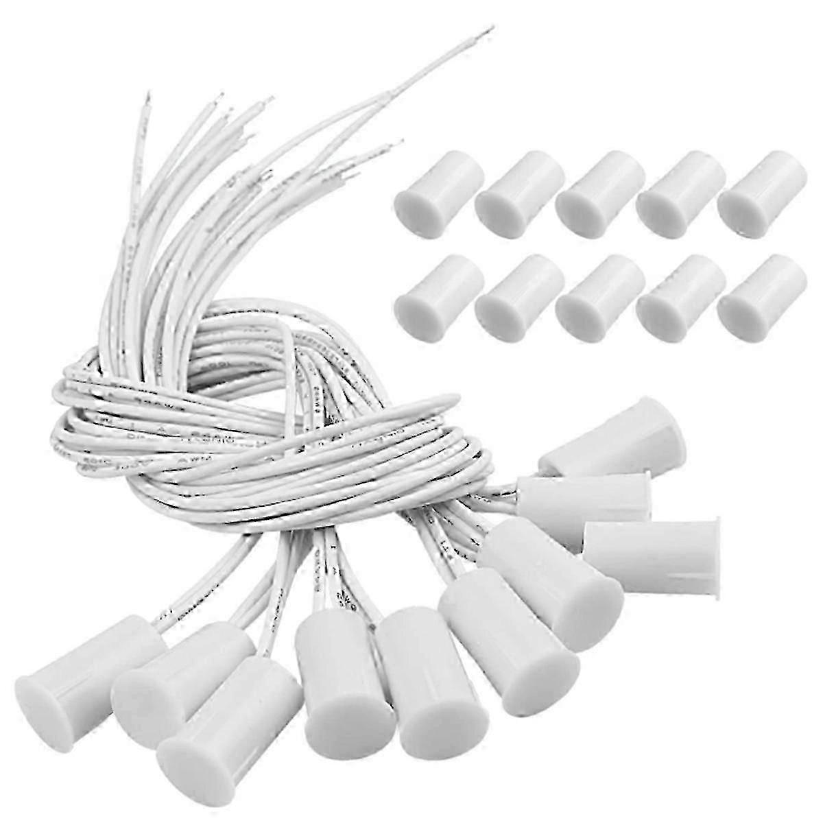 Recessed Magnetic Door Window Switch NC Wired Security Sensor, ABS White, 10 Sets