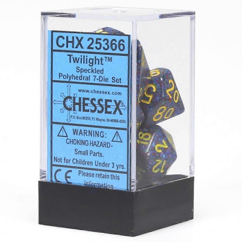 TWILIGHT Sharp-edged Unique Crafted D7 Die Set Dice Speckled Polydheral (7 Dice)