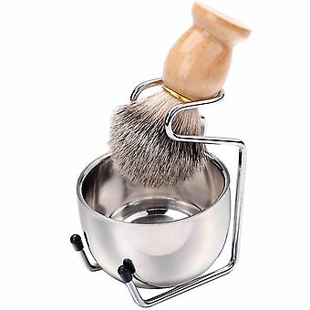 Shaving Set, 3pcs Pure Badger Hair Shaving Brush Natural Wooden Han...
