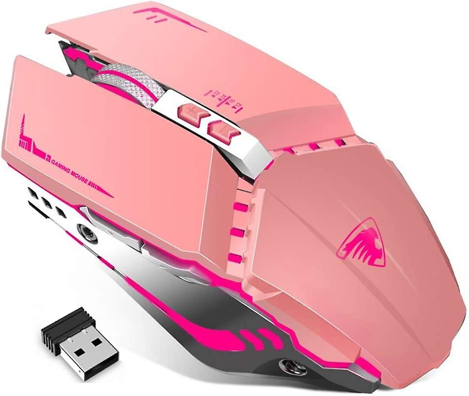 T12 Wireless Gaming Mouse Rechargeable, 2.4G Silent Optical Wireless Computer Mice with Changeable LED Light Compatible with Laptop PC, 7 Buttons, 3 A