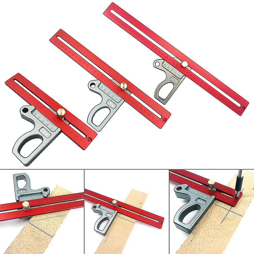 200/300/400mm Aluminum Alloy 45/90 Degree Ruler Height Ruler Woodworking Scribe Gauge Angle Ruler Measuring Tool