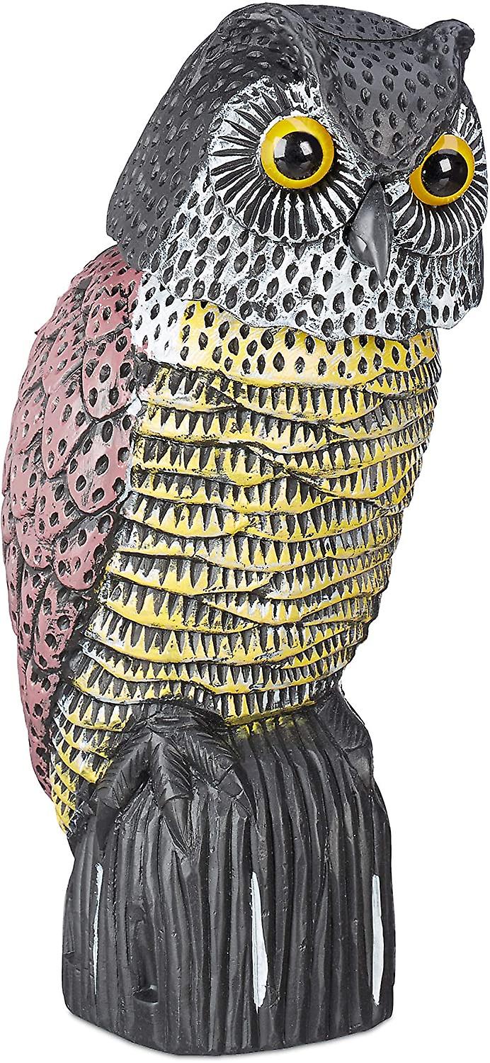 Bird Owl with Torch Head Standing Decoration for Garden, Balcony, Patio, Multicolor
