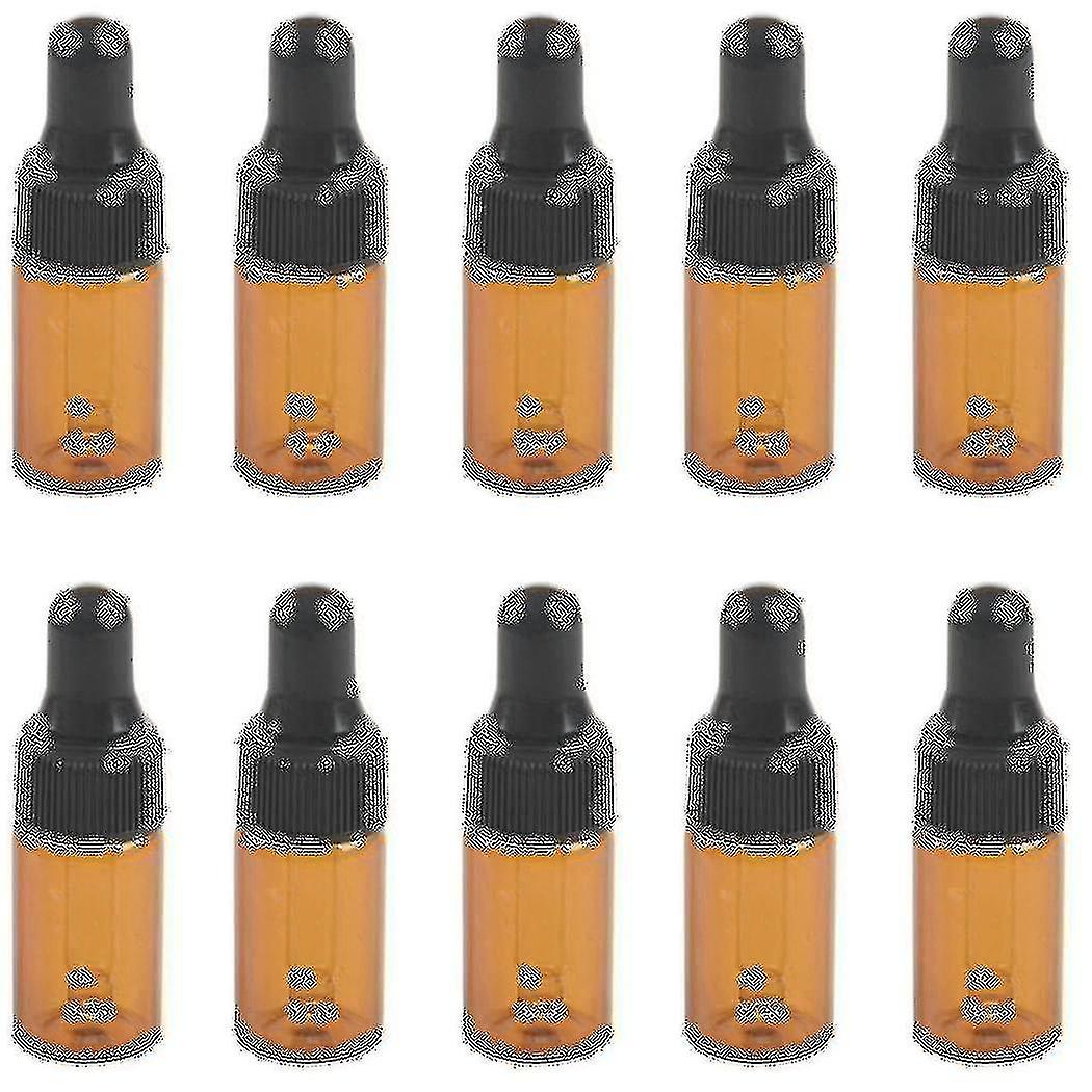 10pcs 3ml Empty Brown Glass Dropper Bottles With Pipette For Essential Oil