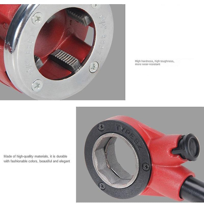 New 4 Points--1.2 Inch Durable Screw Threading Machine Manual Threading Machine Water Pipe Hinge Twist Plate Die Threading Kit