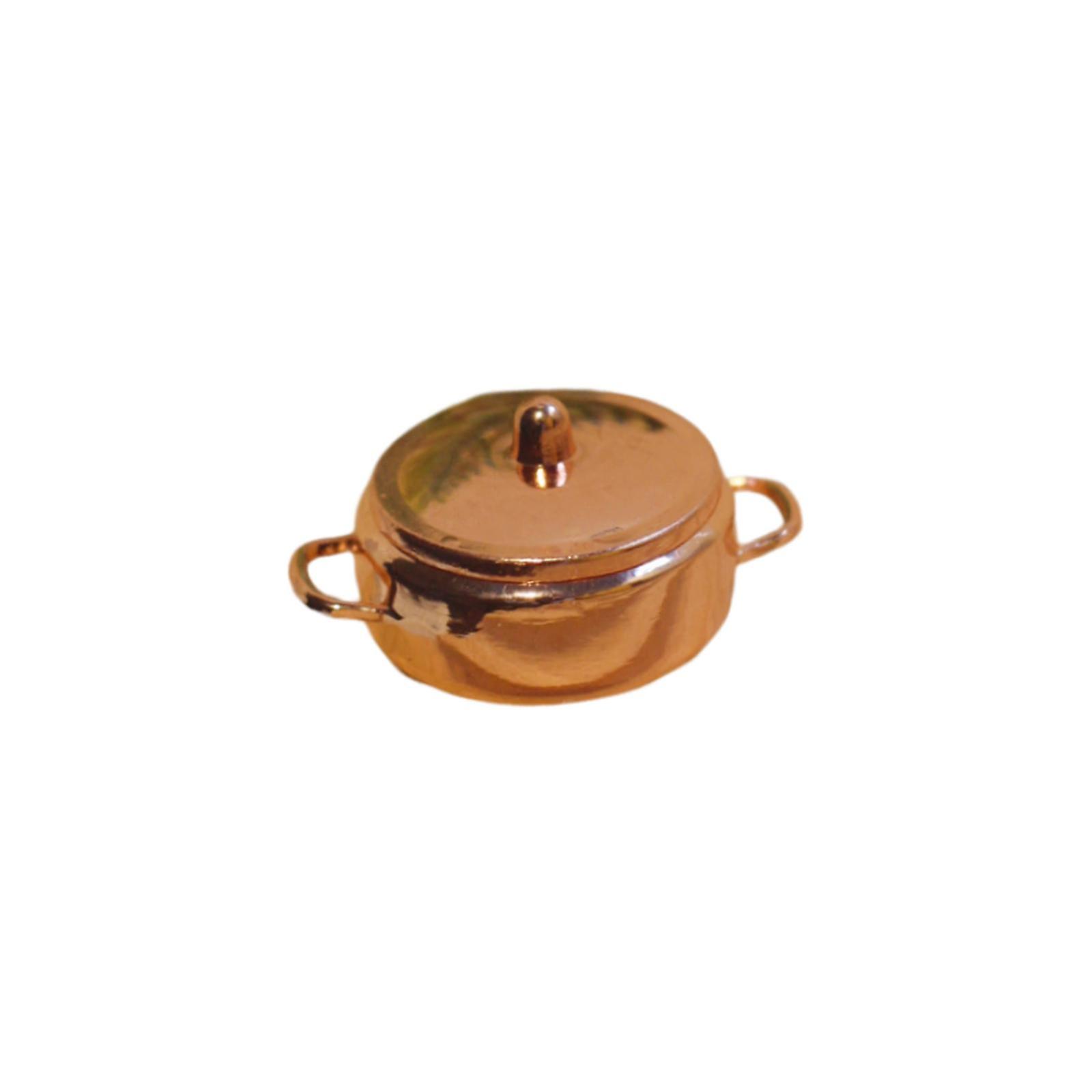 Mini Soup Pot DIY Cookware Miniature Kitchen Utensils Pot for 1/6 1/12 Scale Pink