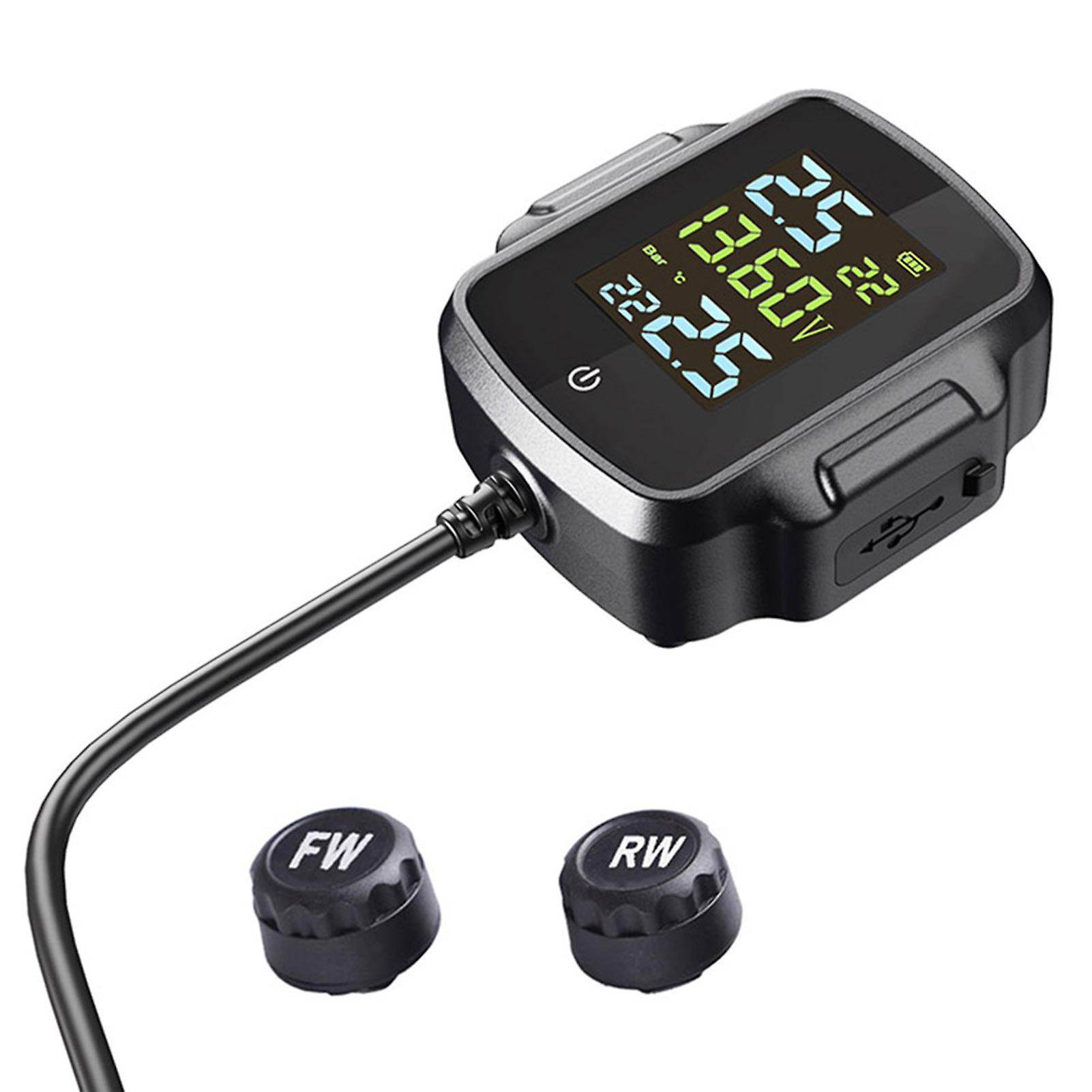 Tire Pressure Monitoring System for Motos Digital Display Tire Temperature Detector for Motorcycle E-bike