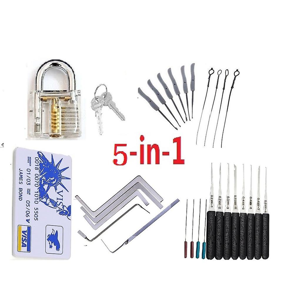 5 In 1 Locksmith Supplies Hand Tools Lock Pick Set Row Tension Wrench Tool Broken Key Extractor Remove Hook Hardware
