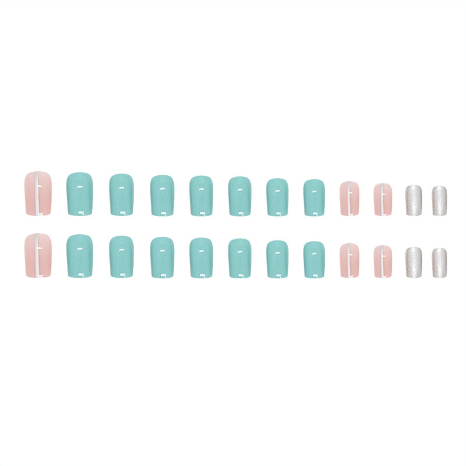Silver Line Embellished Fake Nails Abs Material Gentle To Nails & Skin Nails