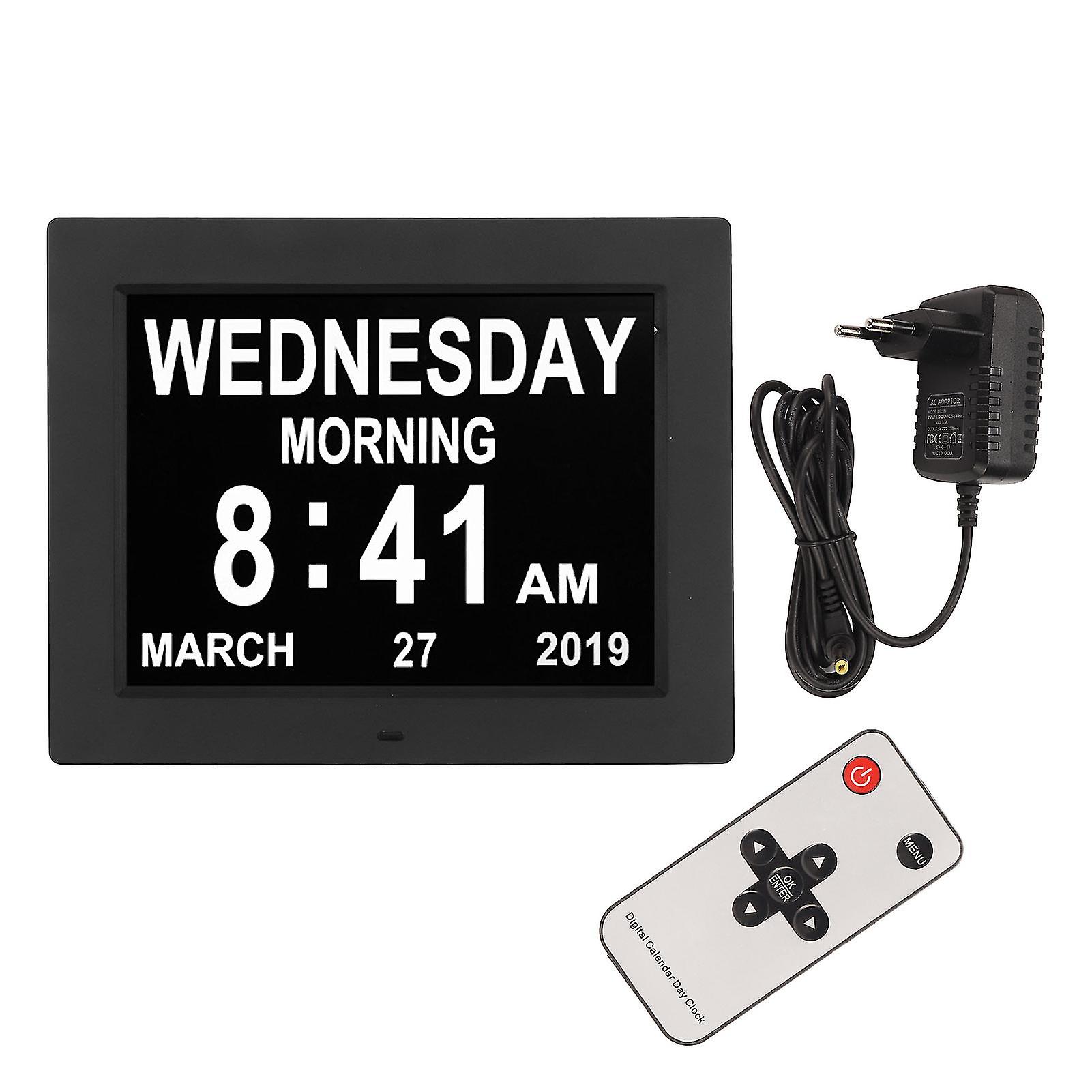 10 Inch Digital Calendar Clock Auto Dimming Take Medicine Reminder Electronic Calendar Alarm Day Clock 110‑240V EU Plug