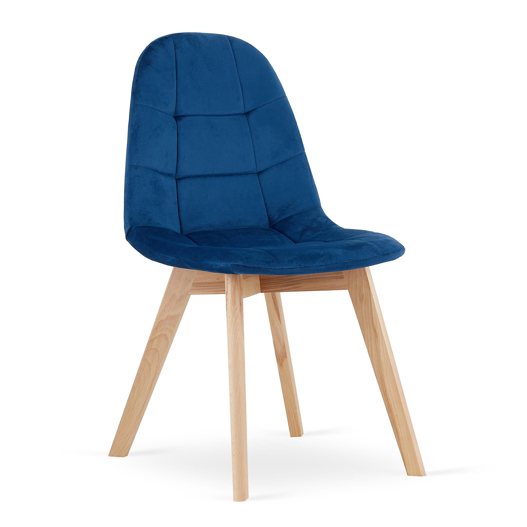 Velvet dining chair BORA - set of 2 dining table chairs - blue