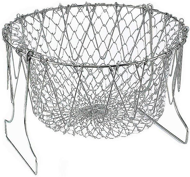 Foldable Multi-function Stainless Steel Fry Basket,poaching Boiling Deep Frying Basket