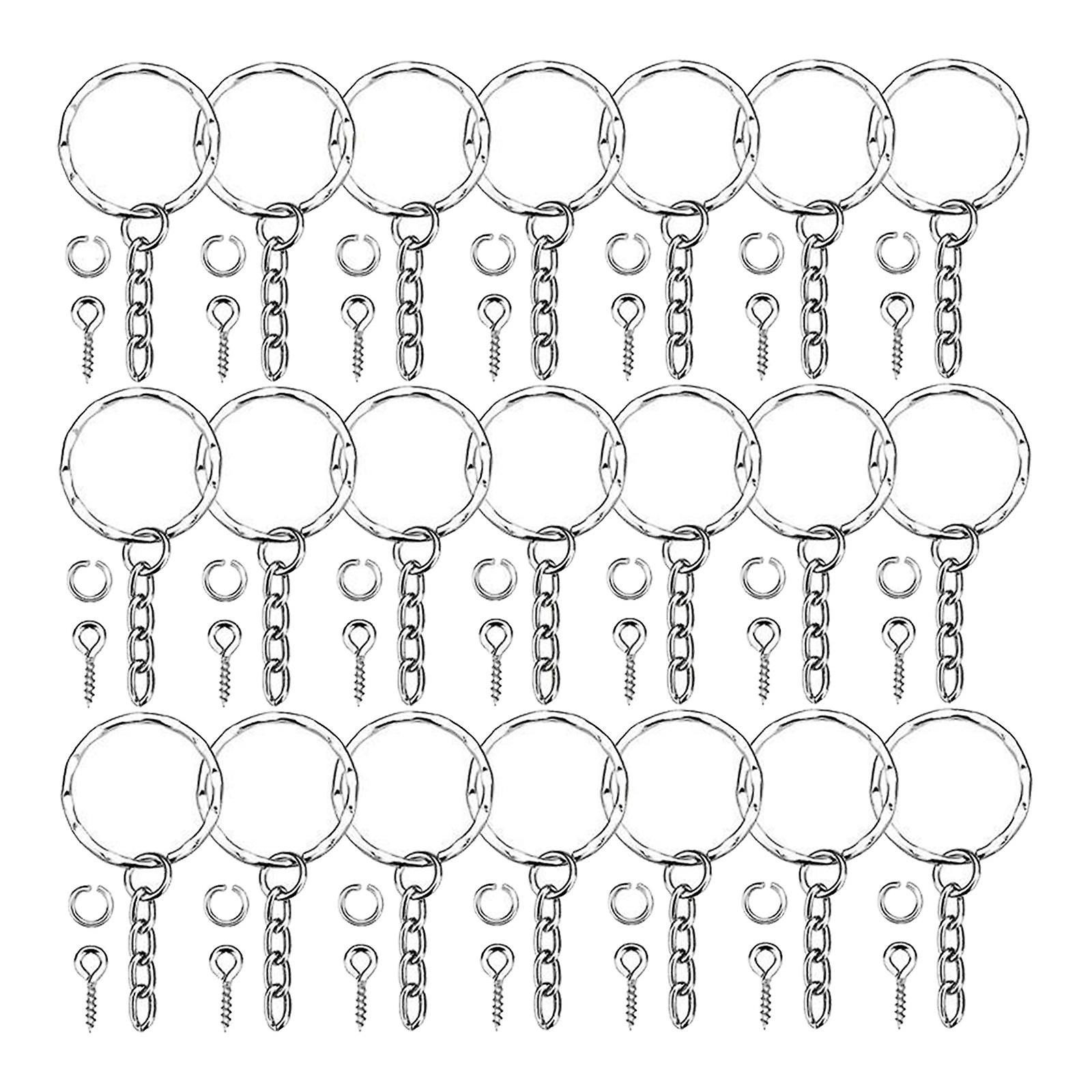 Split Key Ring with Chain Blanks Silver Tone Key Chains Findings Jump Rings