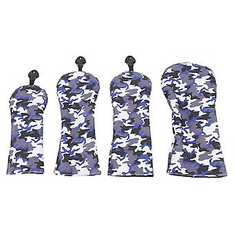 Conjunto de Capa de Cabeça de Taco de Golfe PU Camuflagem Azul - 1 Pequeno, 2 Médio, 1 Grande
