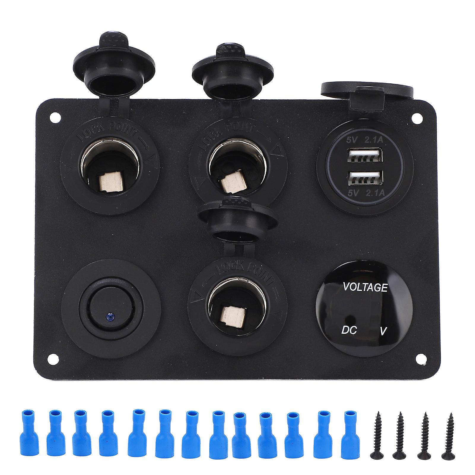 Waterproof switch panel for car with 6 gang LED voltmeter