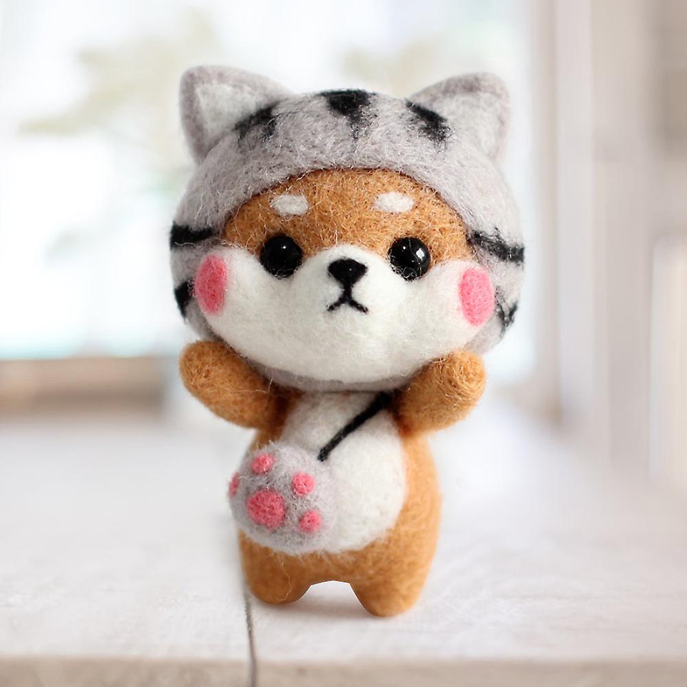 Shiba Inu Wool Felting DIY Kit 50g with Needles Foam Table Set