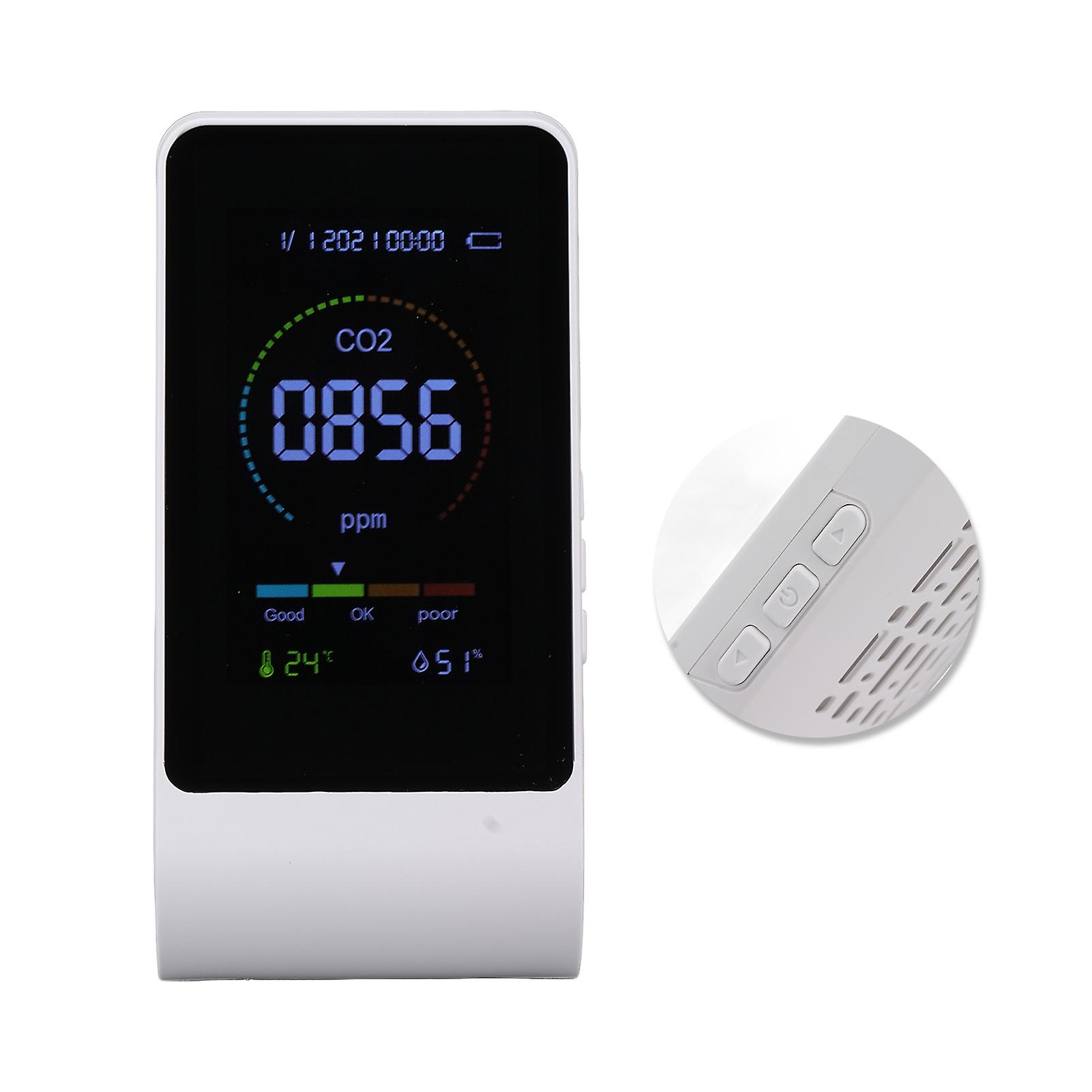 CO2 Monitor Carbon Dioxide Detect Indoor Air Quality Monitor Temperature Humidity Detection White