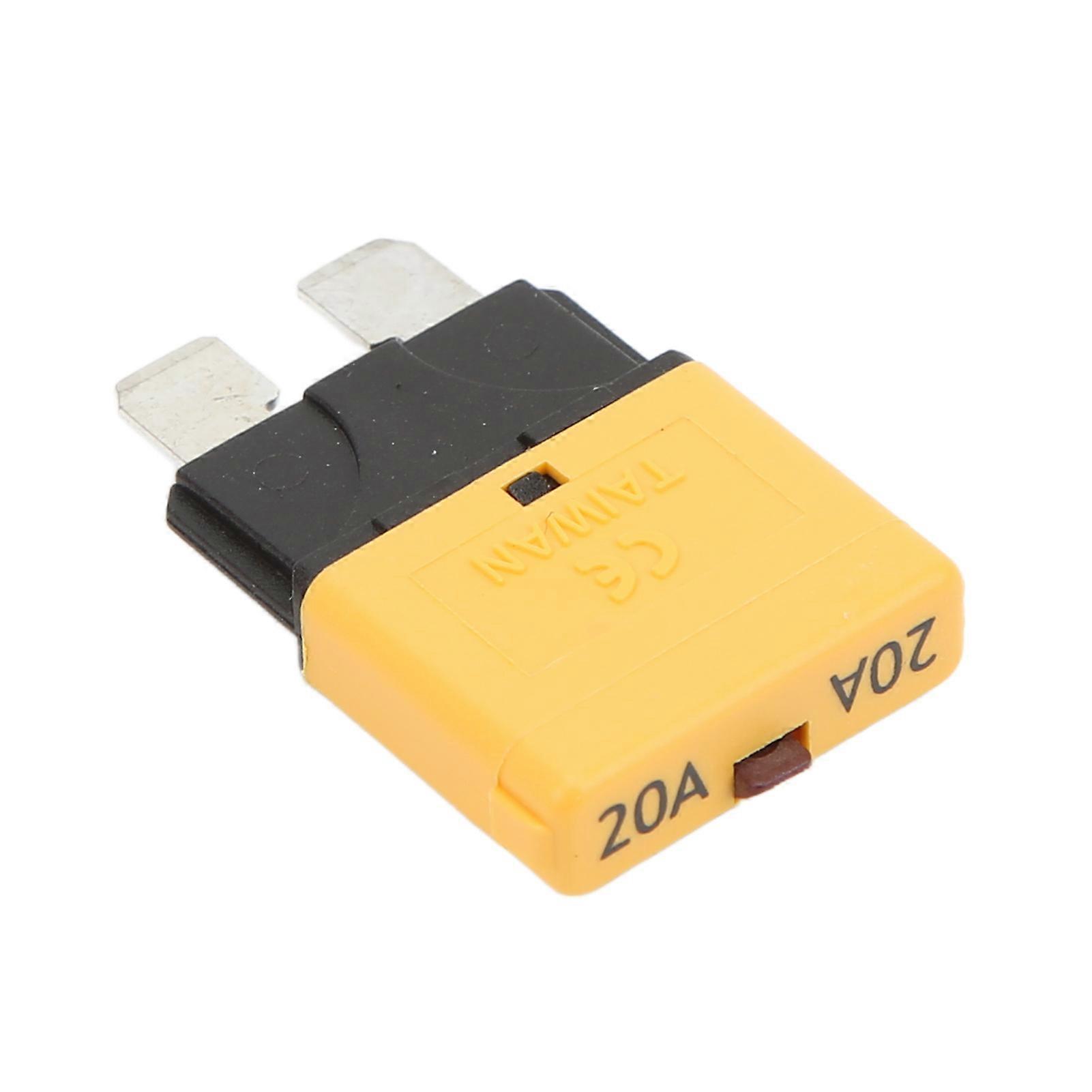 20A Manual Reset Yellow Blade Fuse, 28V DC Circuit Breakers for Vehicles, Yachts, Low Voltage Ships
