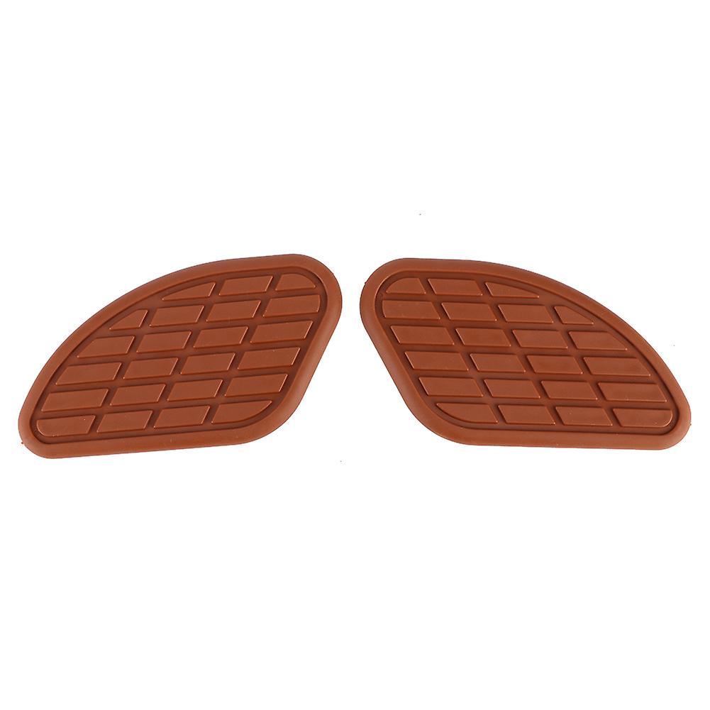 Pair of Motorcycle Tank Pads, Universal Vintage Knee Grip Stickers, Brown