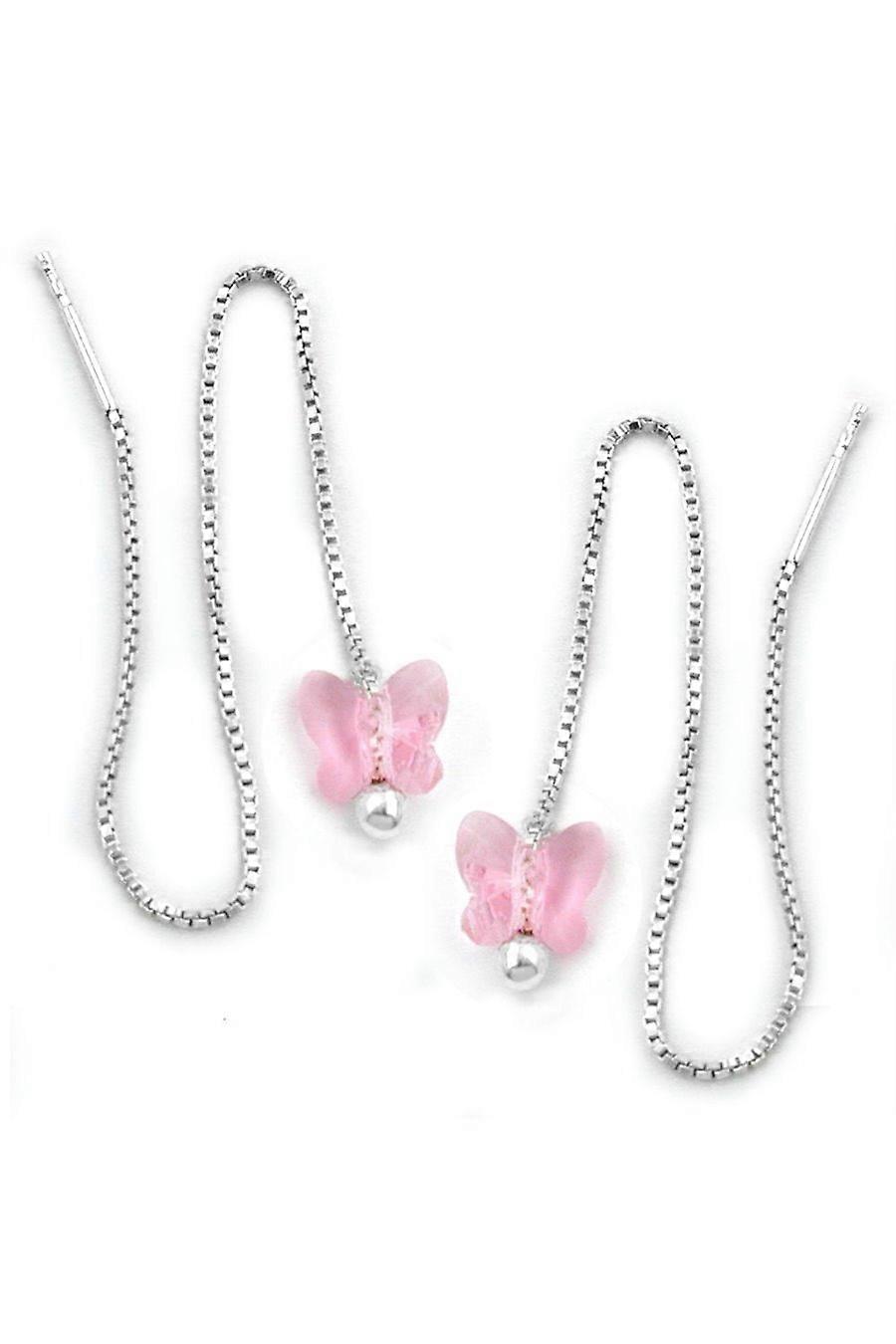 Chain Earrings Pink Butterfly Silver 925 - Gl91435