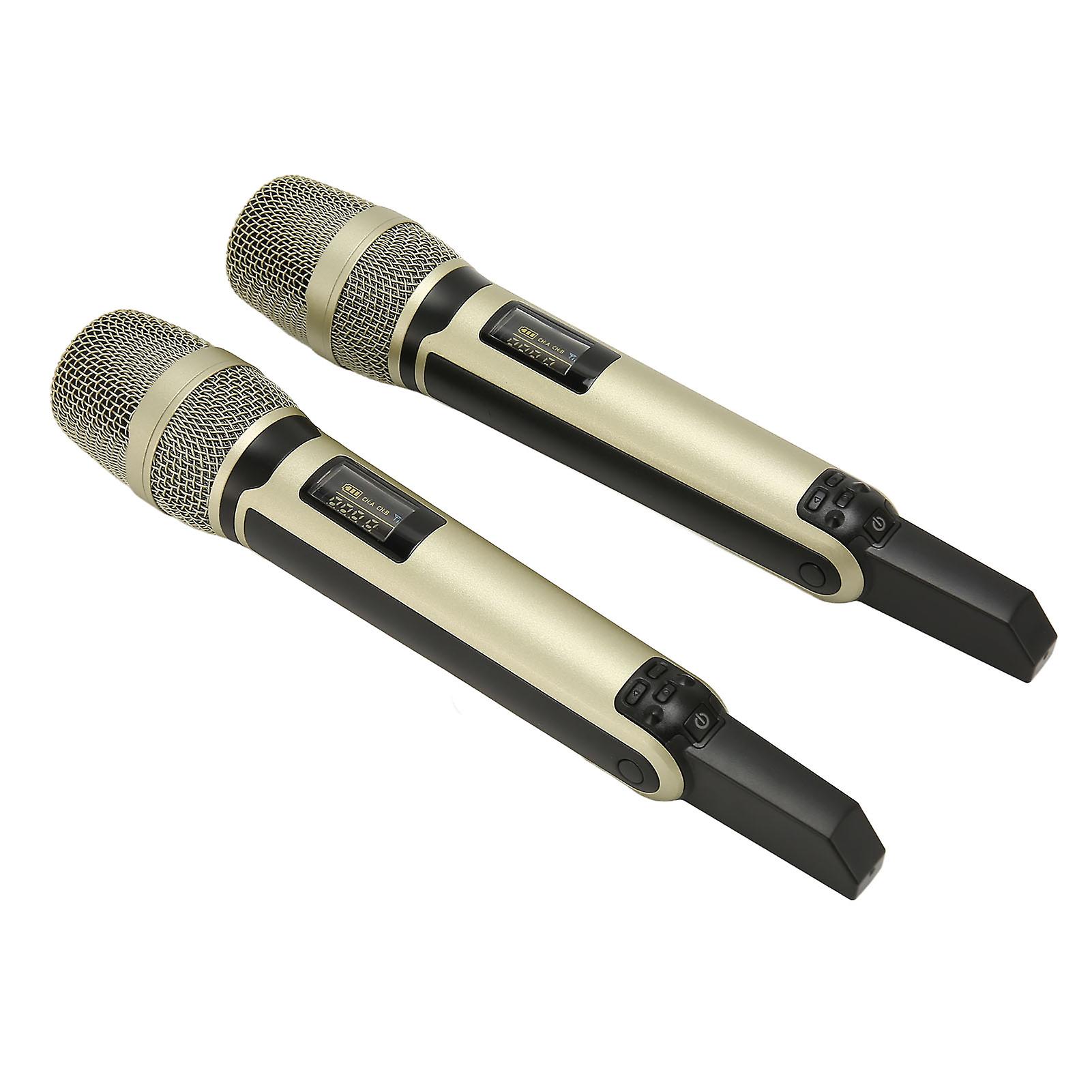 Wireless Microphone System Professional 1 for 2 Handheld Dynamic Mic System with Receiver and LCD Screen 