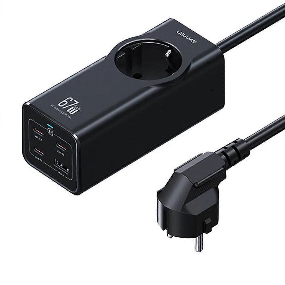 67W 4-port Gan Usb Pd Charger, Usb-a + 3 Usb-c, Fast Charging, Eu Plug, 1.5m Cable
