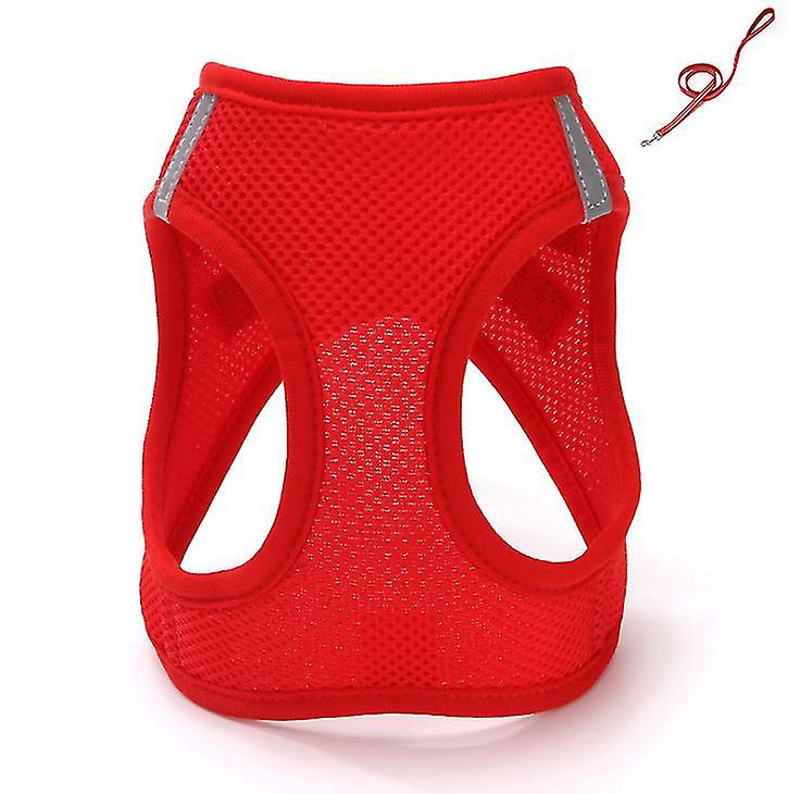 小型犬、中型および大Az17353のためのリーシュ付きX23-28cm赤通気性ペットトラクションベスト