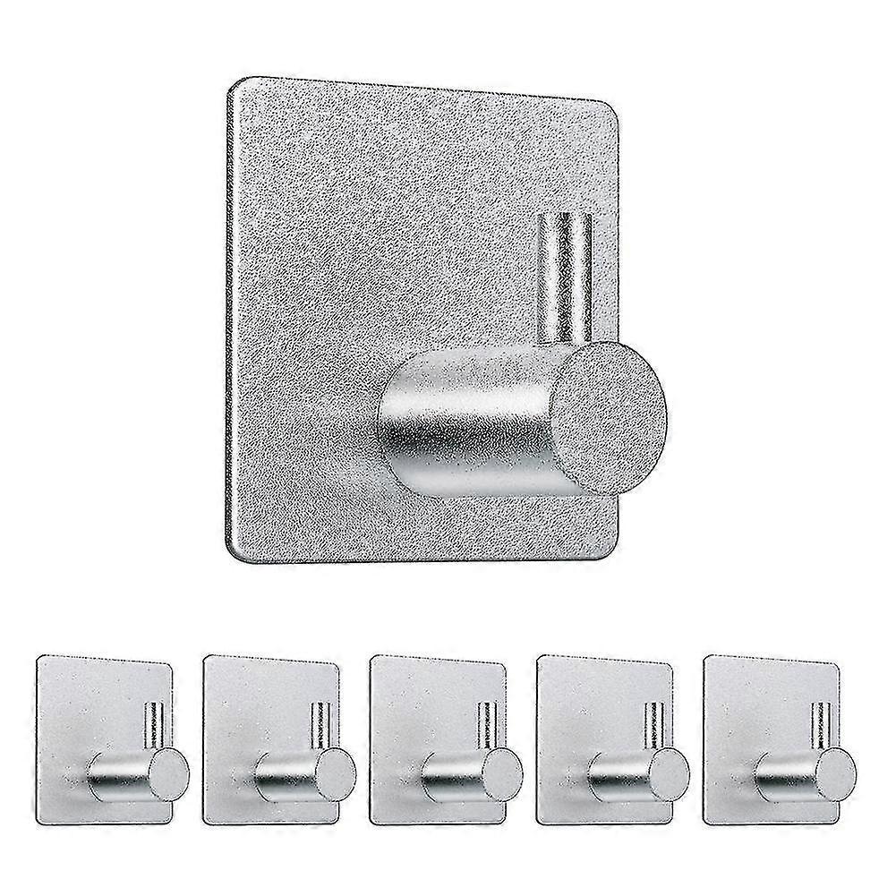 6pcs Adhesive Hooks For Bathroom Kitchen Living Room Silver