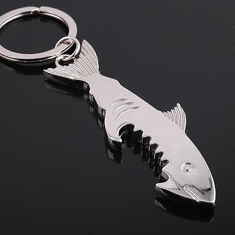 Creative Shark Keychain Bottle Opener Metal Key Ring Beer Cap Lifter,1pc