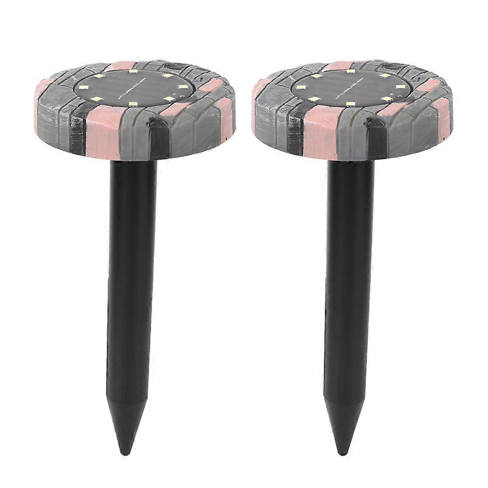 2Pcs/Set White Light 8LED Chip Solar Mouse Repeller Lawn Imitation Marble Garden Light Decoration NO.3003