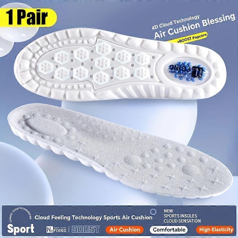 1pair 4D Orthopedic Sport Insoles, Breathable Elastic Shock Absorption Running Shoe Pads For Men Women