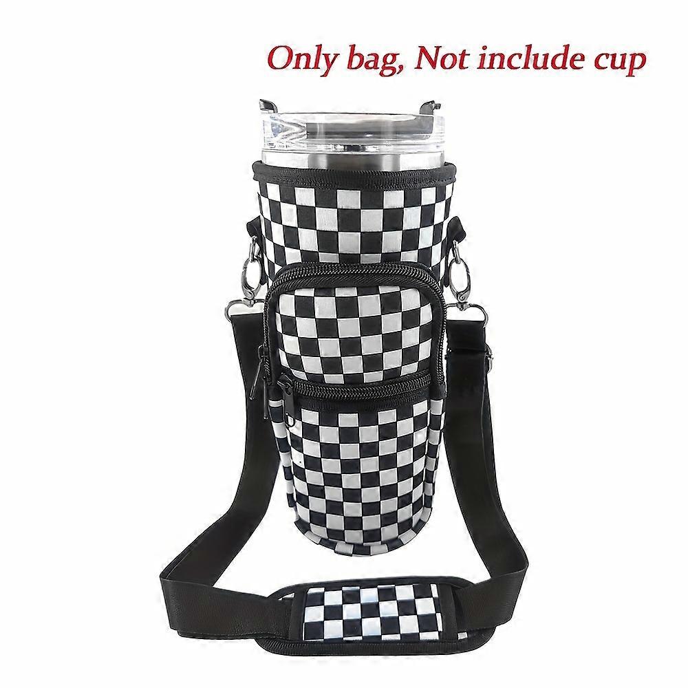 Couvercle de tasse de gobelet à glace de 40 oz avec poche, sac de rangement de bouteille d’eau portable avec sangle réglable, adapté aux voyages de randonnée en camping en plein air