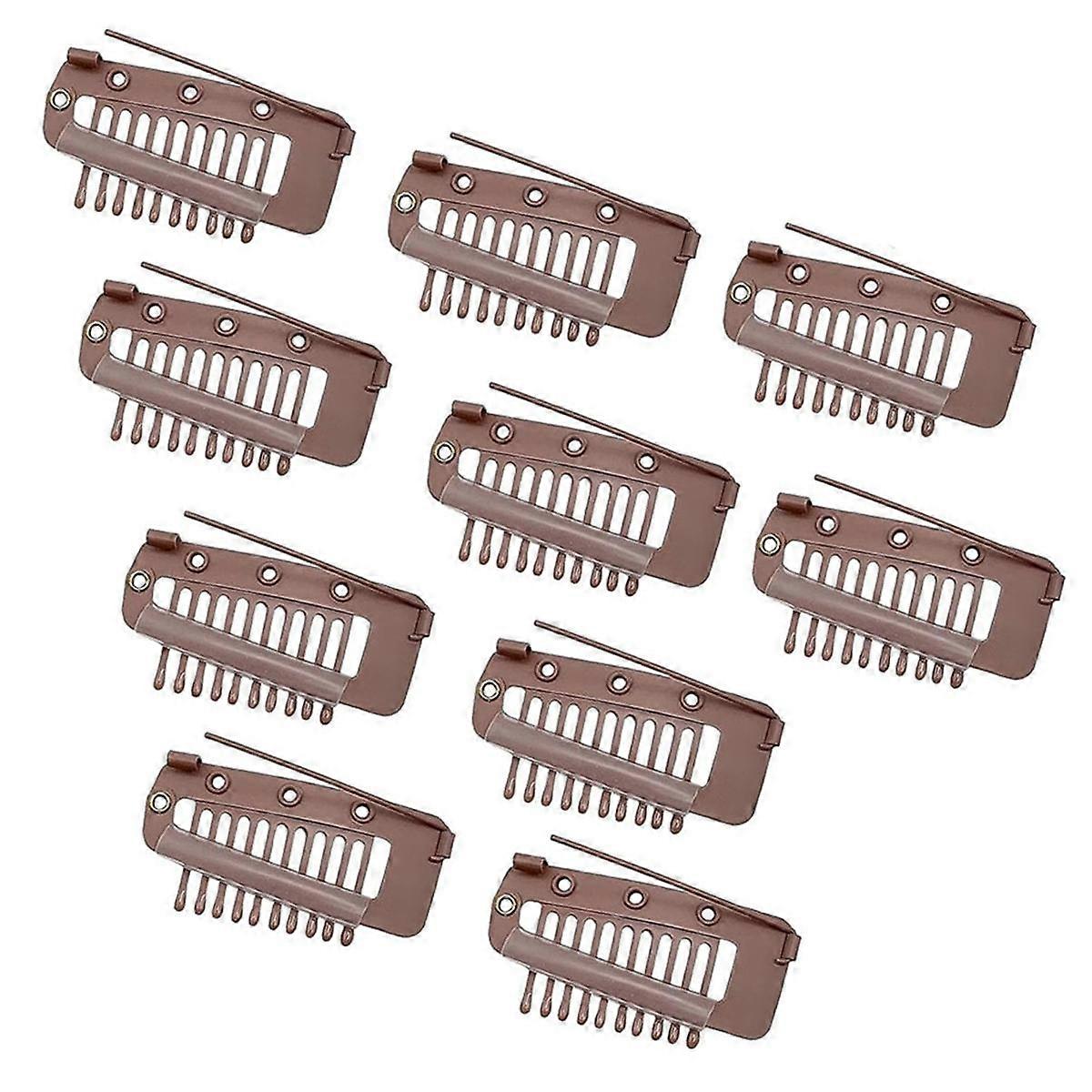 Pack of 10 Strong Chunni Clips with Safety Pin, Easy to Use with Dupatta, Hijab & Tikka Setting Brown